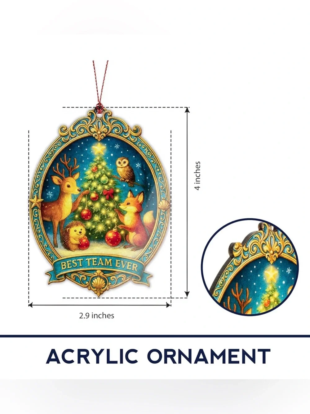 Holiday Ornament - Best Team Ever (Blue/Gold)